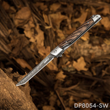 Elegant Slim Folding Pocket Knife Liner Lock with Laser Damascus Pattern